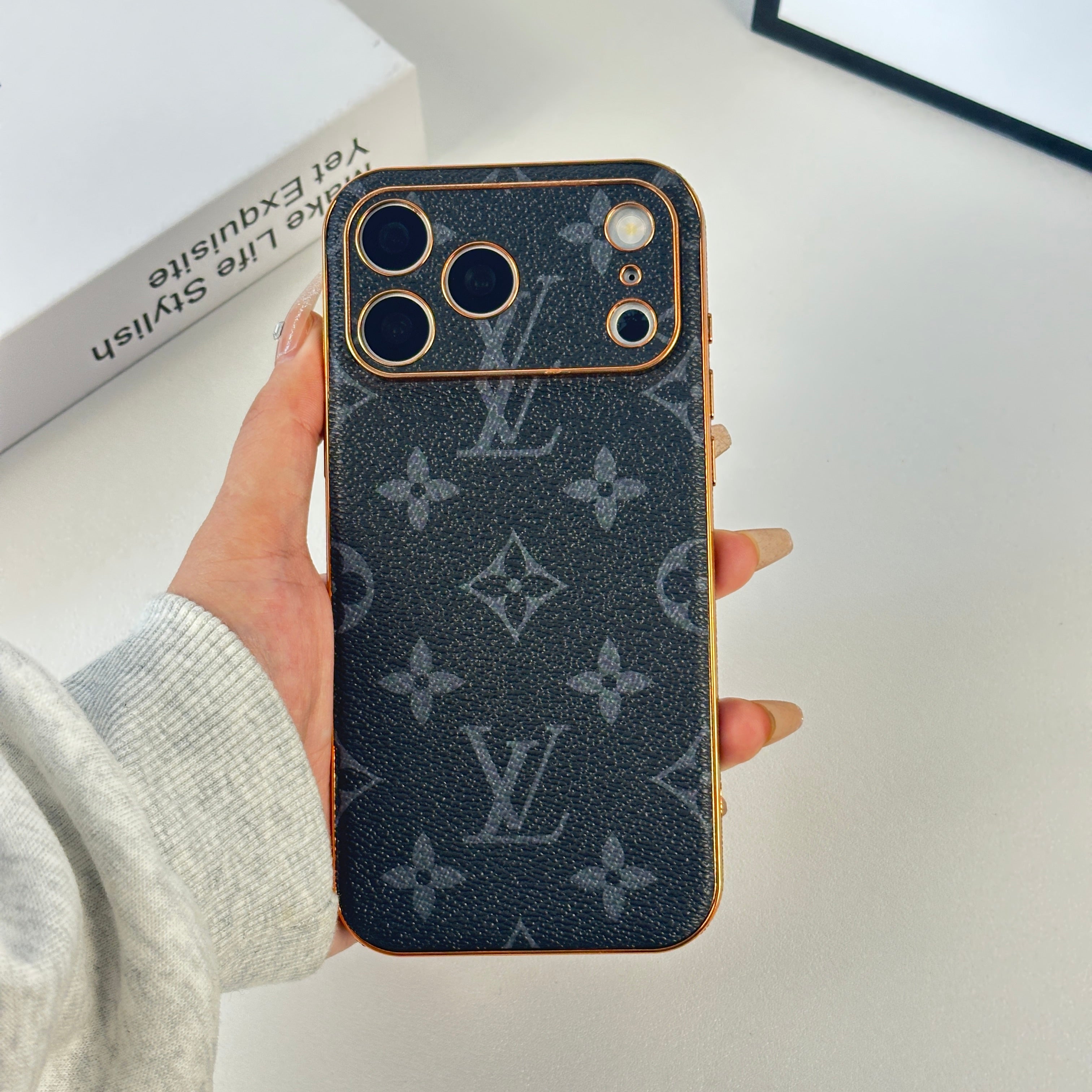 Premium Leather Monogram iPhone Case For iPhone 17 Series- CRLV021