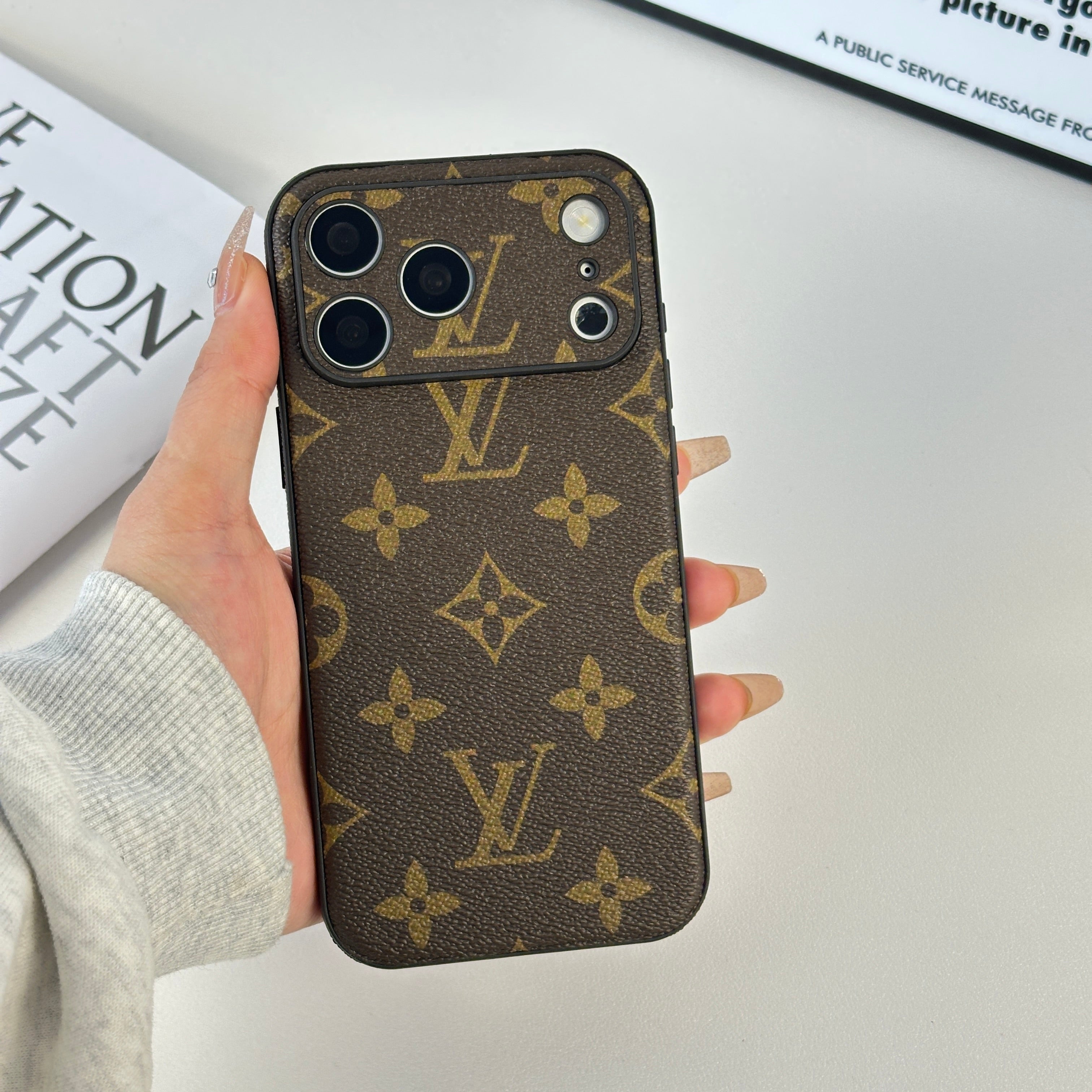 Classic Leather Monogram iPhone Case For iPhone 17 Series-CRLV022