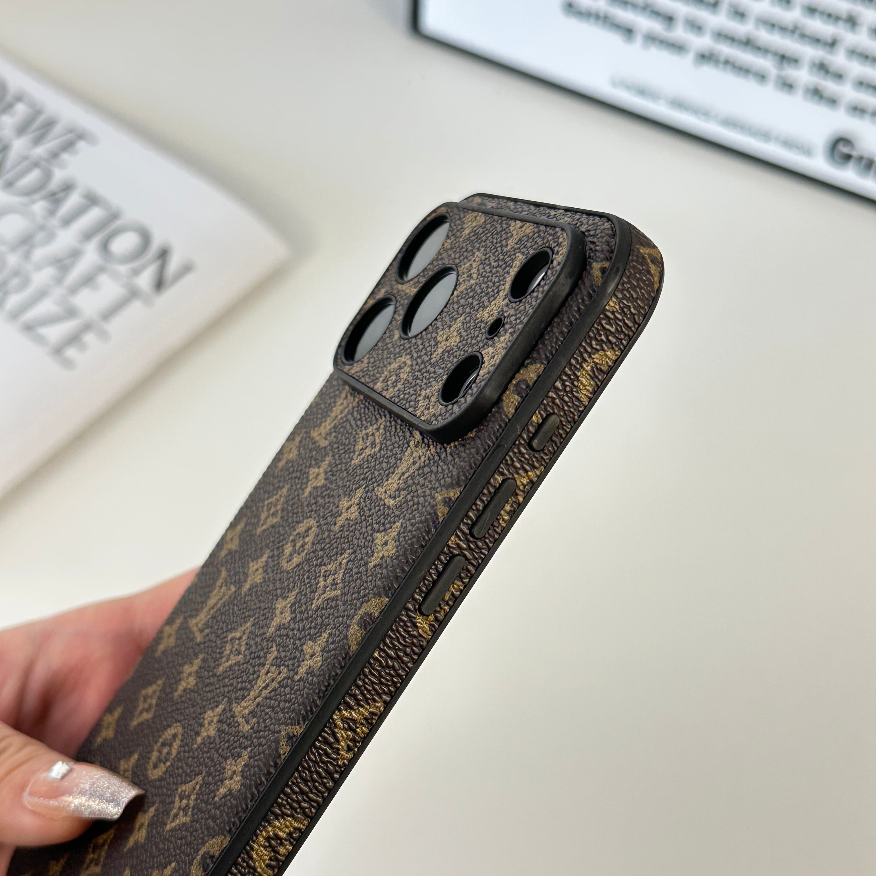 Luxury Leather Monogram iPhone Case For iPhone 17 Series-CRLV023