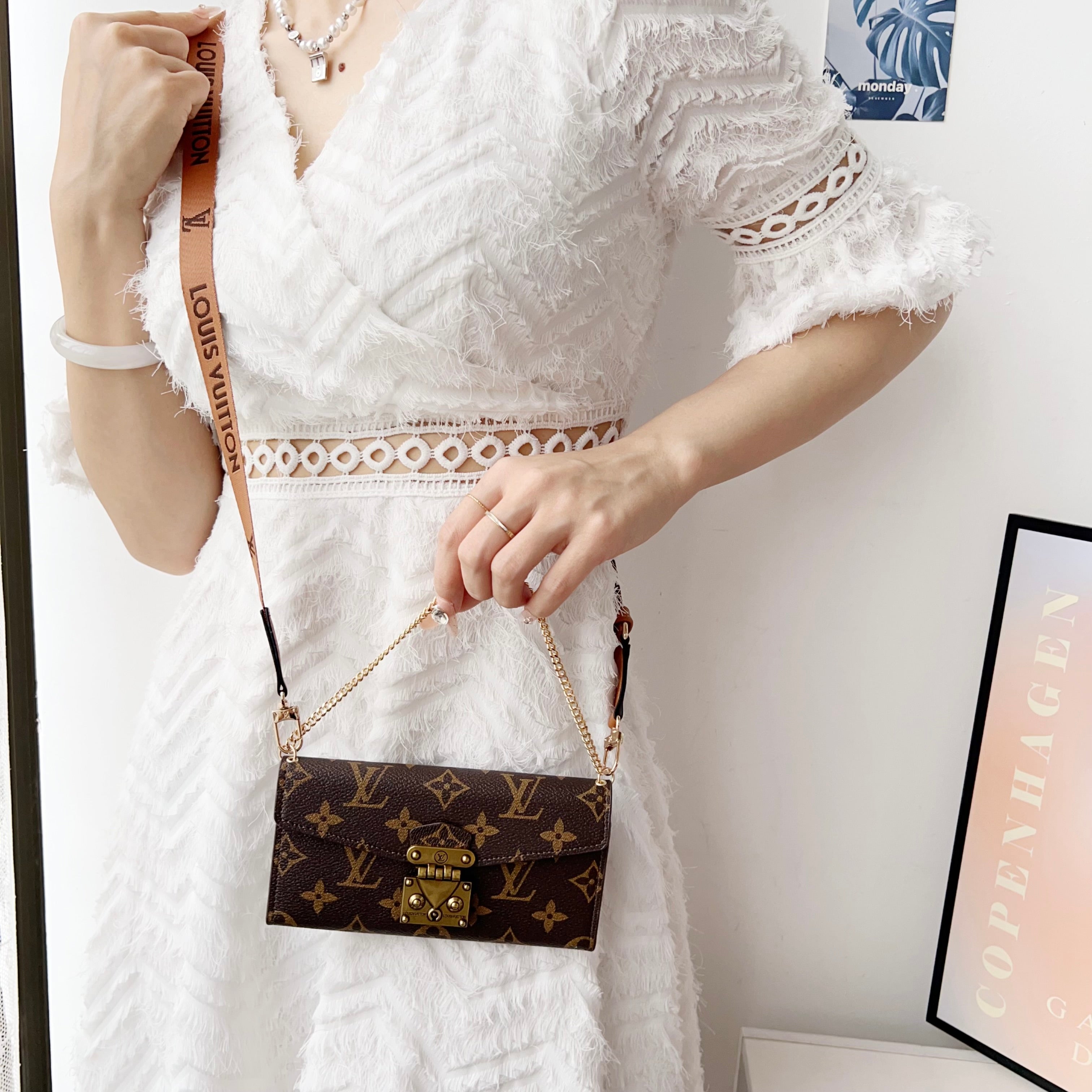 Luxury Flip Monogram iPhone Case With Wallet And Strap-CRLV065