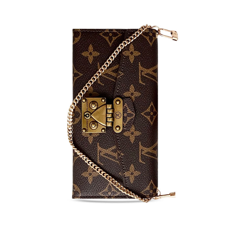 Luxury Flip Monogram iPhone Case With Wallet And Strap-CRLV065