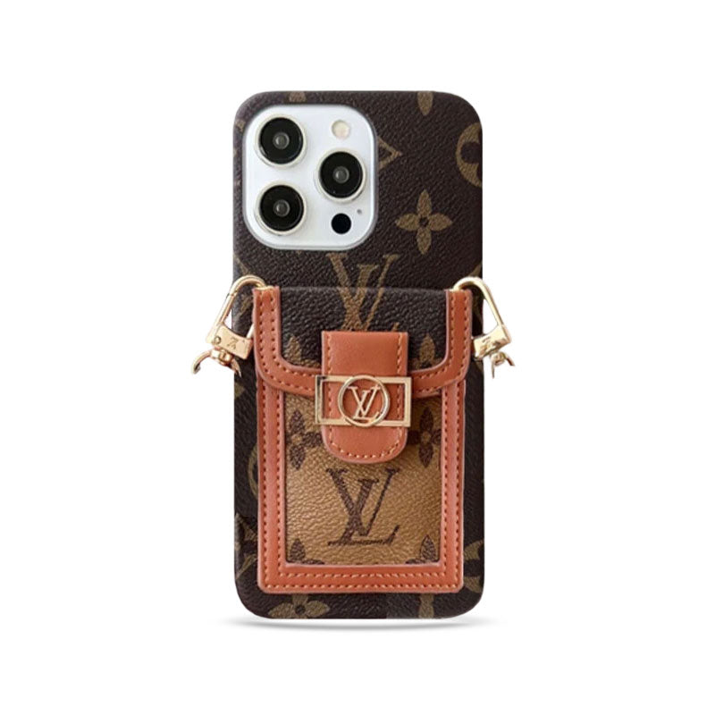 Monogram Dauphine iPhone Case With Card Holder And Strap Brown -CRLV072