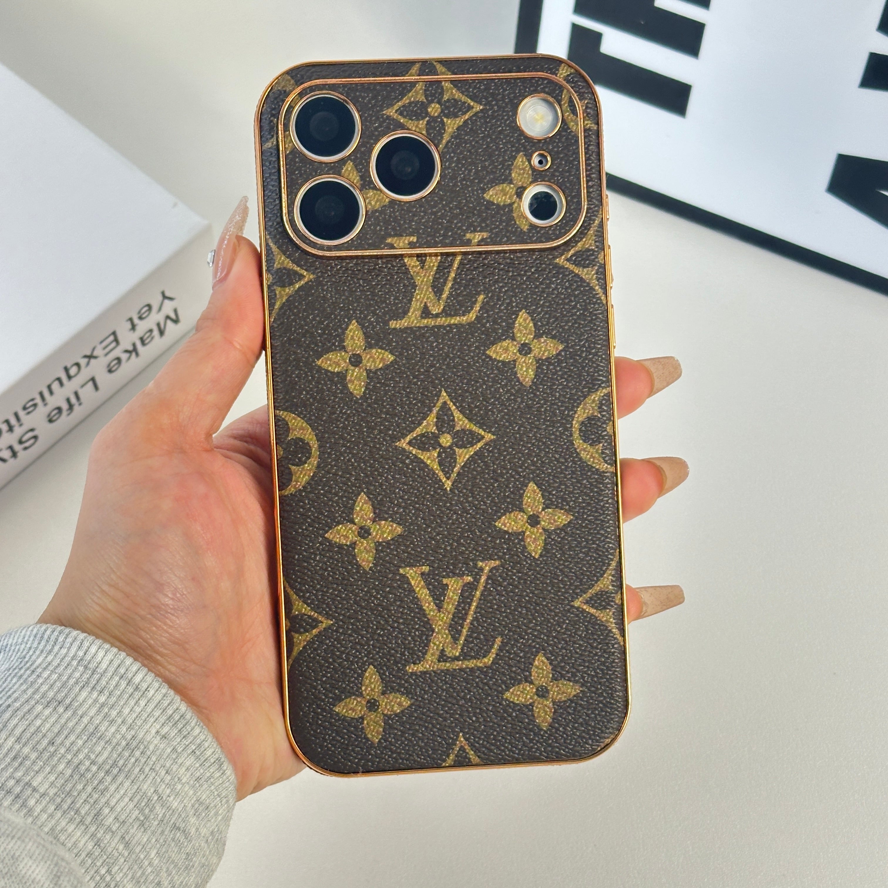 Luxury Leather Monogram iPhone Case Big Printing For iPhone 17 Series-CRLV019