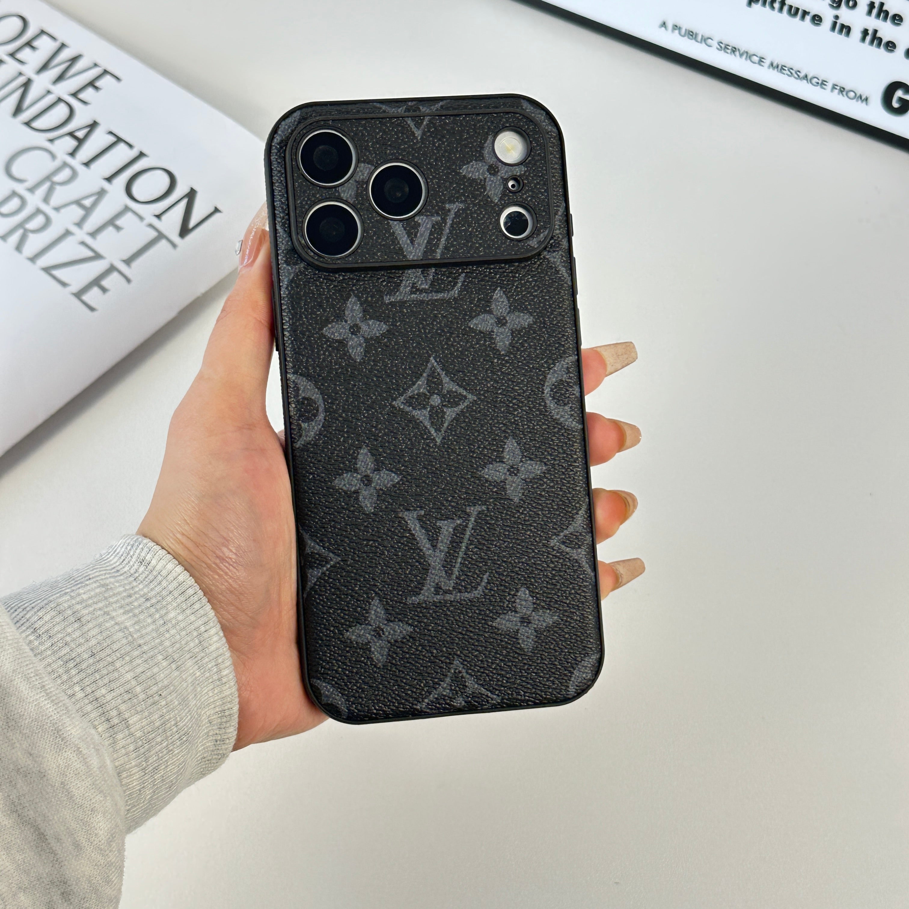 Elegant Monogram iPhone Case Black Printing For iPhone 17 Series-CRLV018