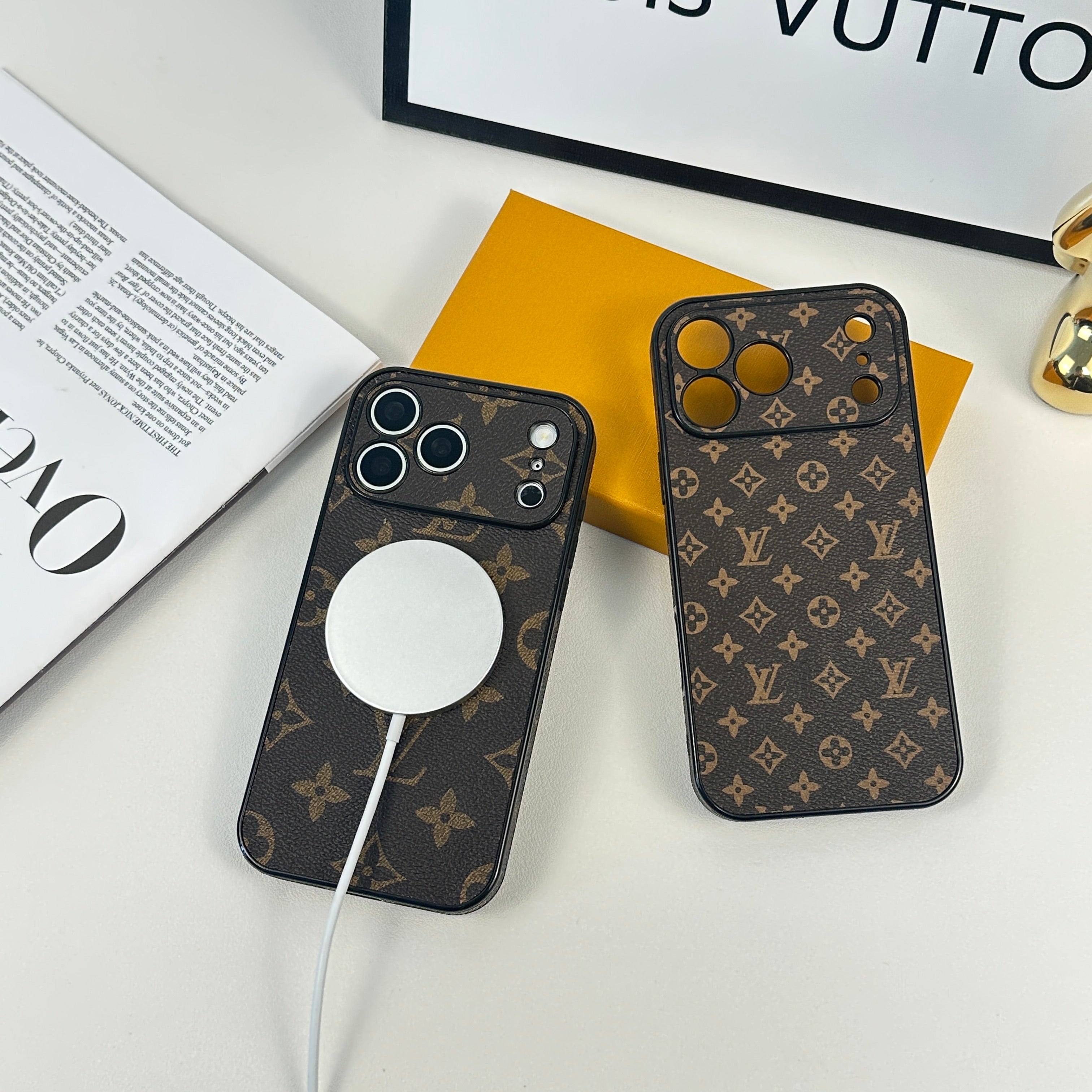 Premium Leather Monogram Magnetic iPhone Case（Compatible With Magsafe）For iPhone 17 Series-CRLV027