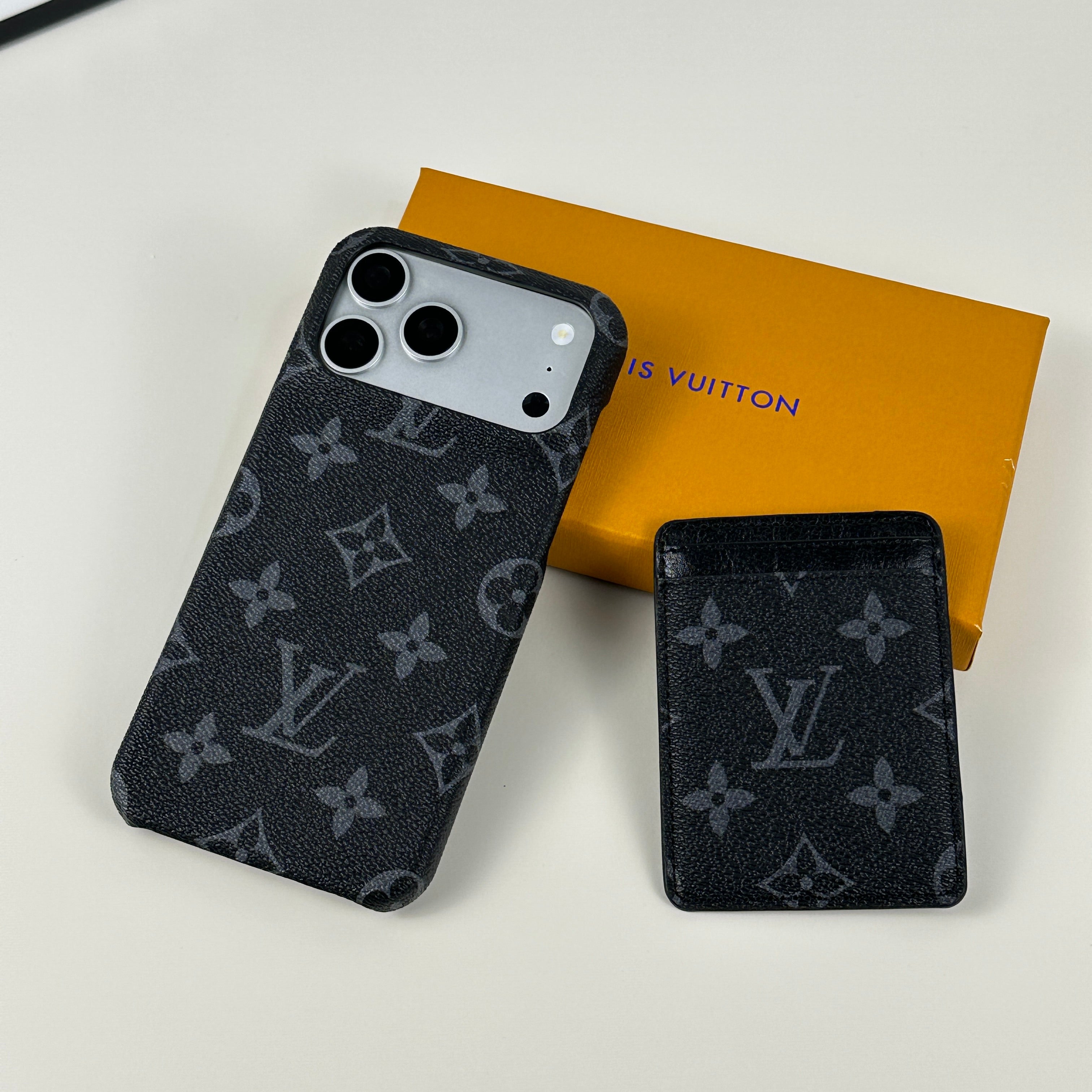 Chic Leather Monogram Magnetic Wallet Black Printing-CRLV011