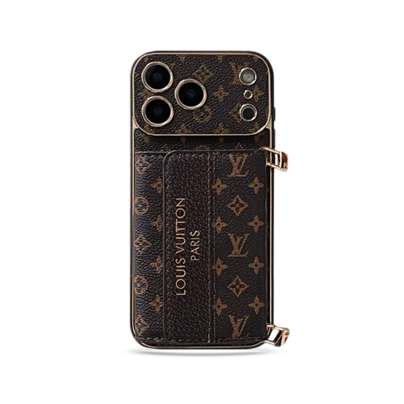 Classic Monogram iPhone Case With Card Holder And Strap For iPhone 17 Series-CRLV079